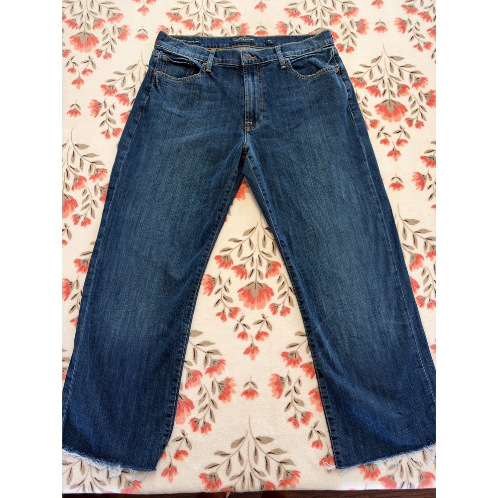 Lucky Brand 181 Relaxed Straight Jeans Blue Raw Hem 34 x 36 7M12003